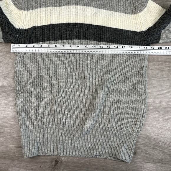 Slate and Stone Men's Size Small Gray Striped Wool Blend Pullover Sweater - Picture 11 of 15